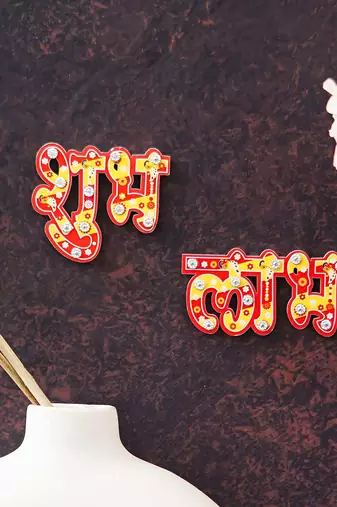 One wooden handcrafted shubh labh stickers for wall door