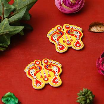 Lakshmi charan paduka stickers for home office puja ghar temple 1