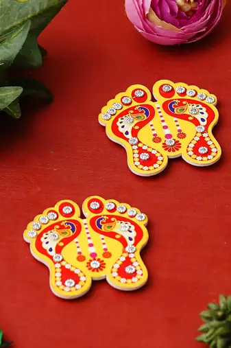 Lakshmi charan paduka stickers for home office puja ghar temple