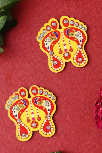 Lakshmi charan paduka stickers for home office puja ghar temple