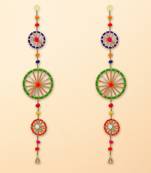 Pack of 2 rings with pom-pom tassels bell wall hangings toran