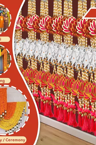 Pack of 10 lotus, cow, beads, tassel decorative hanging for diwali decor