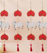Pack of 4 lotus, cow, beads, tassel decorative hanging for diwali decor