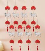 Pack of 8 lotus, cow, beads, tassel decorative hanging for diwali decor
