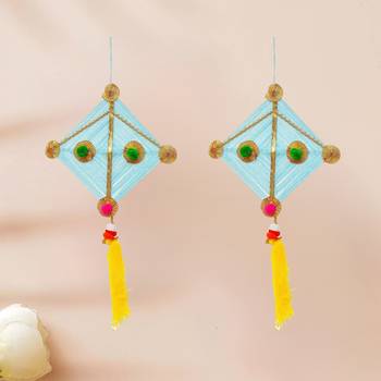 Pack of 2 multicolor woollen kite hanging decoration 1