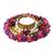 One pink and purple floral handcrafted round tea light holder