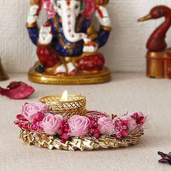 One designer handcrafted floral tea light holder 2