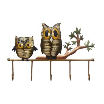 One owl theme colorful tribal art 5 hooks iron key holder 3