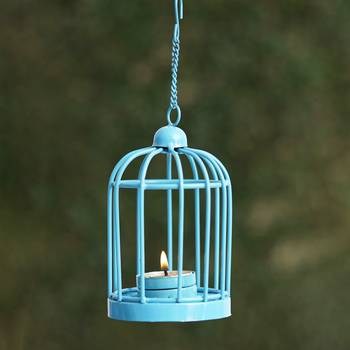 Blue Metal Solid Design Home Decor Hanging Lantern 1