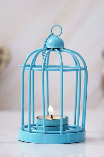 Blue Metal Solid Design Home Decor Hanging Lantern
