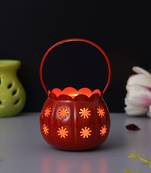 1 red metal cup flowers decorative hanging lanterns tea light candle holder
