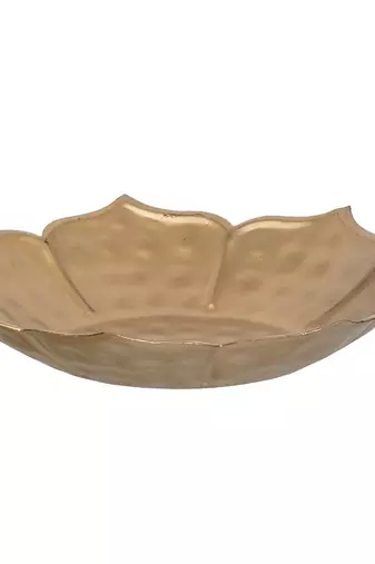 One golden metal handcrafted traditional lotus flower shape designer urli