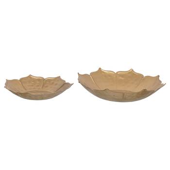 One set of 2 golden metal handcrafted traditional lotus flower designer urli 3