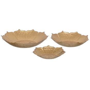 One set of 3 golden metal handcrafted traditional lotus flower shape designer urlis 3