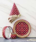 One brown golden designer stainless steel karwa chauth pooja thali set