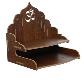 One om design with shelf laminated wood pooja temple/mandir 3