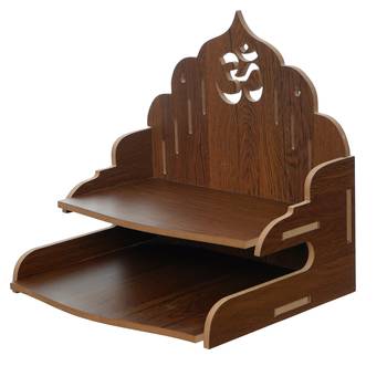 One om design with shelf laminated wood pooja temple/mandir 4