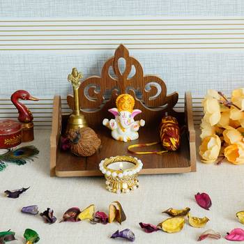 One carved design laminated wood pooja temple/mandir 1