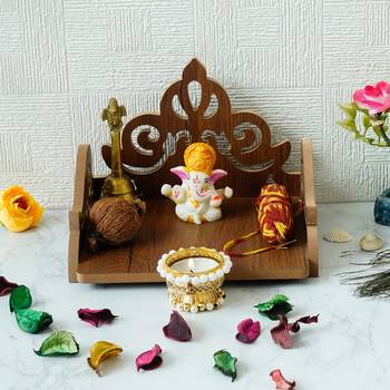 One carved design laminated wood pooja temple/mandir 2