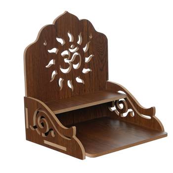 One om design with shelf laminated wood pooja temple/mandir 3