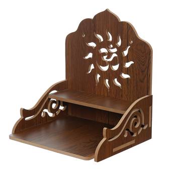 One om design with shelf laminated wood pooja temple/mandir 4