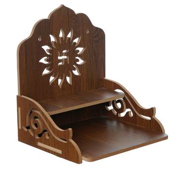 One swastik design with shelf laminated wood pooja temple/mandir 3
