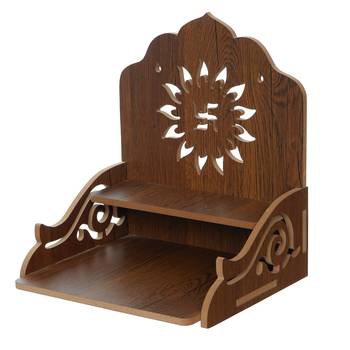 One swastik design with shelf laminated wood pooja temple/mandir 4