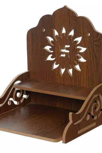 One swastik design with shelf laminated wood pooja temple/mandir