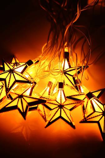 One golden small star shape led color changing fairy string lights for diwali