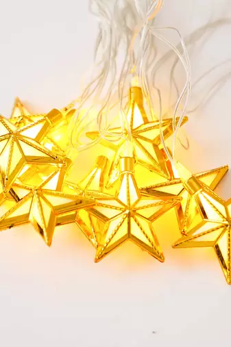 One golden small star shape led color changing fairy string lights for diwali