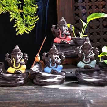One green lord ganesha decorative showpiece with 10 free smoke backflow scented cone incenses 2