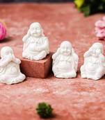 Set of 4 white baby monk buddha statues for home decoration