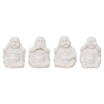 Set of 4 white baby monk buddha statues for home decoration 3