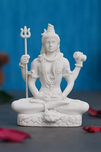 One white polyresin lord shiva statue