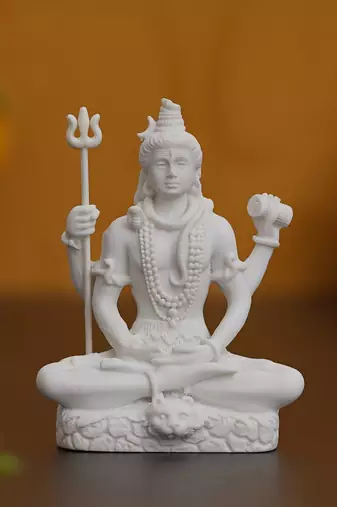 One white polyresin lord shiva statue