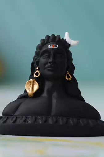 One handcrafted polyresin black adiyogi lord shiva statue
