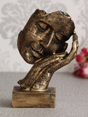 One antique look human face resting on hands handcrafted polyresin showpiece 1