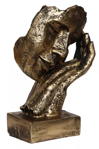 One antique look human face resting on hands handcrafted polyresin showpiece