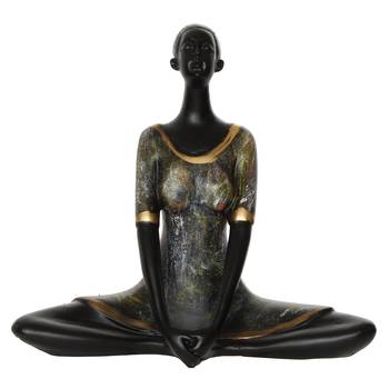 One lady in butterfly yoga pose antique finish handcrafted decorative polyresin showpiece 3