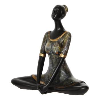 One lady in butterfly yoga pose antique finish handcrafted decorative polyresin showpiece 4