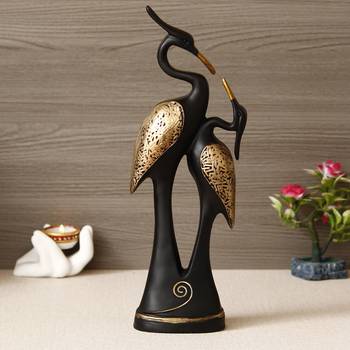 One black loving swan couple handcrafted polyresin decorative showpiece 1