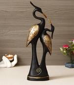 One black loving swan couple handcrafted polyresin decorative showpiece