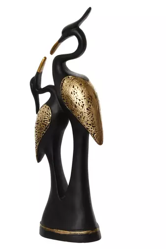 One black loving swan couple handcrafted polyresin decorative showpiece