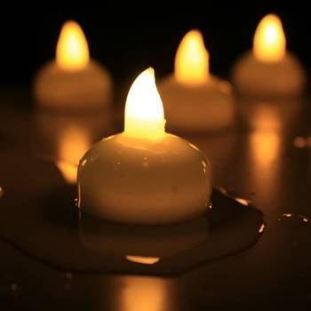 One white water sensor battery operated waterproof flameless flickering led tea light candles (set of 6) 1