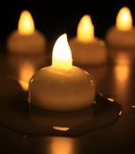One white water sensor battery operated waterproof flameless flickering led tea light candles (set of 6)