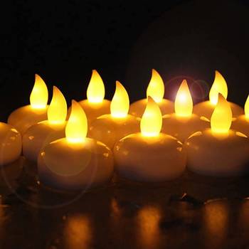 One white water sensor battery operated waterproof flameless flickering led tea light candles (set of 6) 2
