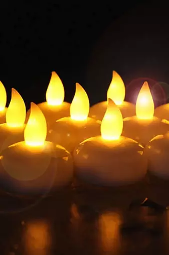 One white water sensor battery operated waterproof flameless flickering led tea light candles (set of 6)