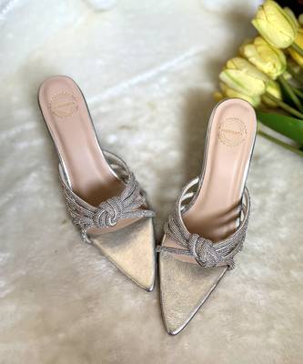 Silver diamond knot heels 1