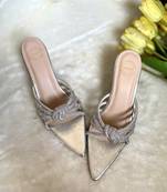Silver diamond knot heels
