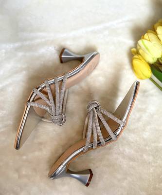 Silver diamond knot heels 2